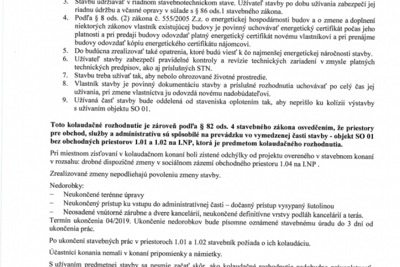 Kolaudácia k administratívnej časti projektu.